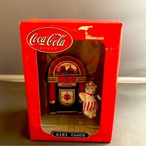 Coca Cola Mini Clock with Polar Bear Still in Box 1990s